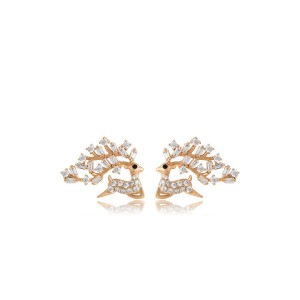 Smalki apzeltīti auskari  ar baltiem cirkoniem, 18 karātu zelta pārklājums